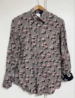 【送料無料】Paul Smithポールスミス長袖総柄シャツ　Sサイズ　麻レーヨン
