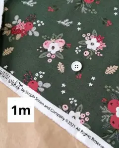 USAコットン　花柄　Warm Wishes　深緑　Riley Blake　1m