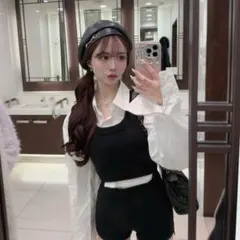 【新品】elmyu blackクロップドシャツ×ベストset S セットアップ