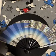 送料込み！舞扇子 ホログラム 青白グラデーション 舞台用