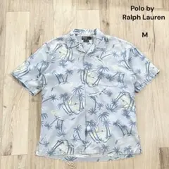 ポロバイラルフローレン 半袖 開襟シャツ アロハ CLAYTON 水色 M ヤシのサムネイル