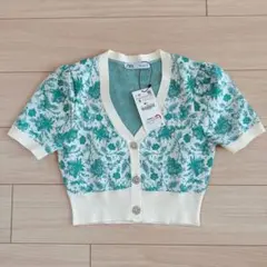 【新品・タグ付き】ZARA 花柄 半袖カーディガン
