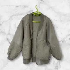 W closet リバーシブルボアブルゾン グレー