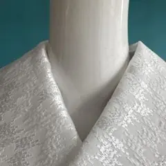 2017半衿　在庫少なめ　ホワイト×パールホワイト　絣柄刺繍　着物のサムネイル