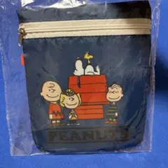 新品　スヌーピー　エコバッグ　PEANUTSコミック誕生75周年デザイン　青