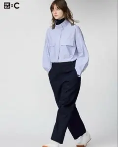 ユニクロ　C ネイビー　コットンカーブアンクルパンツ