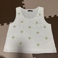 DURAS 刺繍入り ホワイトタンクトップ Fサイズ