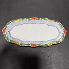 【極美品/おまけ付き】南仏ムスティエ焼き 横長皿 バード＆フラワー 極美品/おまけ付き】南仏ムスティエ焼き 横長皿 バード＆フラワー