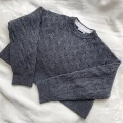 ウール混短丈ケーブルニットプルオーバー ミラオーエン　ショート　グレー