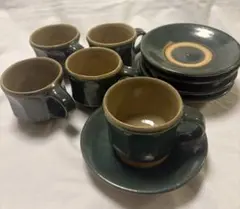 ヴィンテージ 小石原焼 陶器製カップとソーサー6個セット - メルカリ