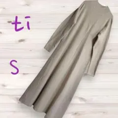 ti ニット ロング ワンピース ベージュ SP 無地 フレアワンピース
