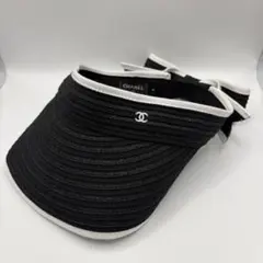 ほぼ未使用 CHANEL シャネル ココマーク サンバイザー リボン Sサイズ