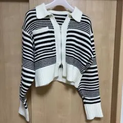 ストライプニットセーター クロップド丈