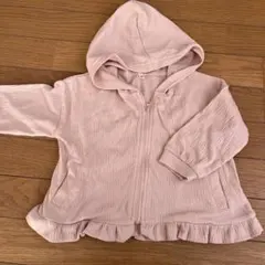 フリル付きピンクフードジャケット