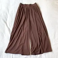 【インデックス】ワイドフレアパンツ ウエスト後ろゴム ポケット有 無地 M