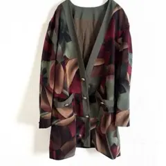 ヴィンテージ カーディガン 柄 ガウン ボタニカル　M L