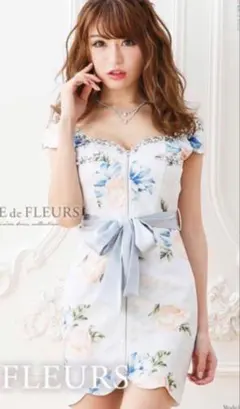 花柄タイトフィットドレス