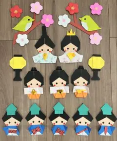 折り紙/ひな祭り/雛人形/三人官女/五人囃子/おひなさま/壁面飾り/ガーランド❷