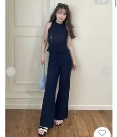 クロシェトリムニットパンツ　リリーブラウンのサムネイル