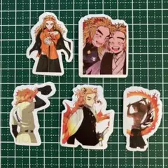 5枚セット　防水ステッカー　鬼滅の刃　煉獄杏寿郎　人気アニメ　キャラ