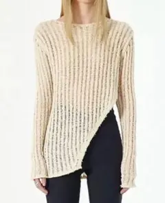 DIAGONAL(ダイアゴナル) ネッティング スリット ニット　ブルー