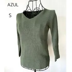 新品　AZUL オリーブグリーン Vネック ニット　セーター S
