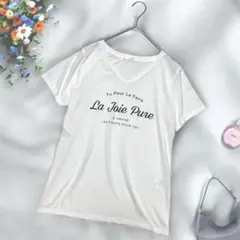 《GLACIER》 プリント白Tシャツ M ホワイト Ｖネック シンプルコーデのサムネイル