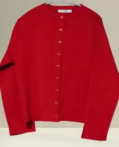 ジャーナルスタンダードレリューム　ウォッシャブル　クルーネックカーディガン　赤