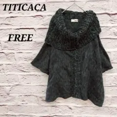 チチカカ 【FREE】 異素材組合せ タートルネック半袖ニット ベスト ブラックのサムネイル