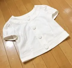 AR ジャケット ノーカラー アウター ホワイト 半袖 リボン付きのサムネイル