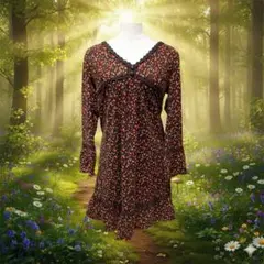 森ガール フェアリーグランジ 小花柄Vネックワンピース