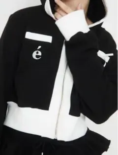 エピヌ é ribbon piping zip hoodie blackパーカー
