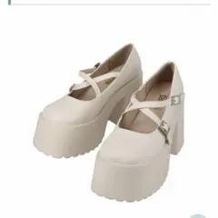 厚底パンプス ホワイト クロスストラップ　mars コラボ