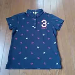 adidas　アディダス　ゴルフウェア　半袖　ポロシャツ　黒総柄　レディース　L