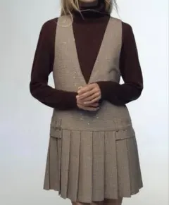 ZARA　ザラ　ピチチェック柄プリーツワンピース