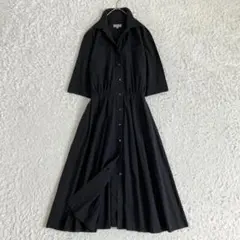 極美品✨マーガレットハウエル シャツワンピース ロング フレア 洗える 紺 S