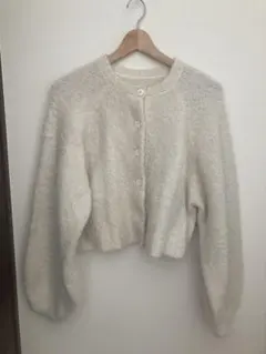 アイボリー クロップドニット カーディガン