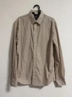 ストライプシャツ　ブラウン　結婚式　新郎