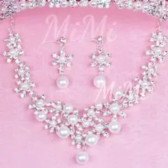 ピアス・ネックレスパール結婚式2点セットウェディングアクセサリーブライダル真珠