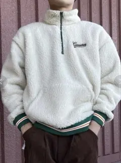 converse モコモコハーフジップ　ボア　ベージュに近いアイボリー