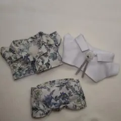 ちびぬい　服　スーツ　ブルー　青　花柄　結婚式　卒業式　入学式