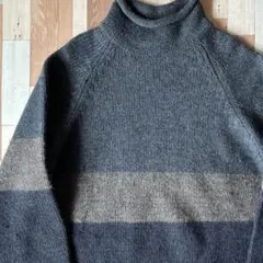 90s J.CREW ボーダー柄 ロールネックニットセーター M ヴィンテージ
