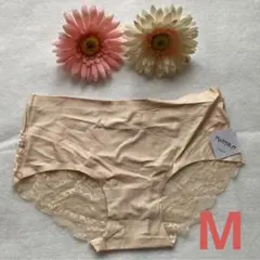 即購入OK☆シームレスバックレースショーツ☆ベージュ☆M