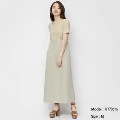美品(M)サスペンダー付きAラインスカート　ロング　ウエスト後ろゴム　ミディ丈のサムネイル