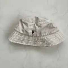 ポロラルフローレン　キッズ　バケットハット　帽子　コットン　アイボリー　刺繍