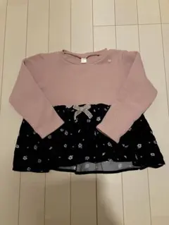 アプレレクール長袖カットソー 120ピンク フラワープリント