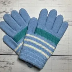 水色ストライプ手袋