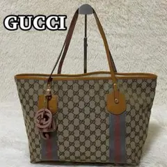 グッチ トートバッグ GGキャンバス レザー　シェリーライン ジョリー　A4可能