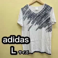 【美品】アディダス Tシャツ カットソー クルーネック 半袖 L ブラック