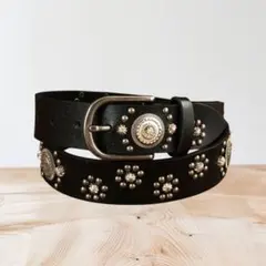 【ラスト2点】ウエスタンベルト　y2k ブラック　スタッズ　レザー　古着